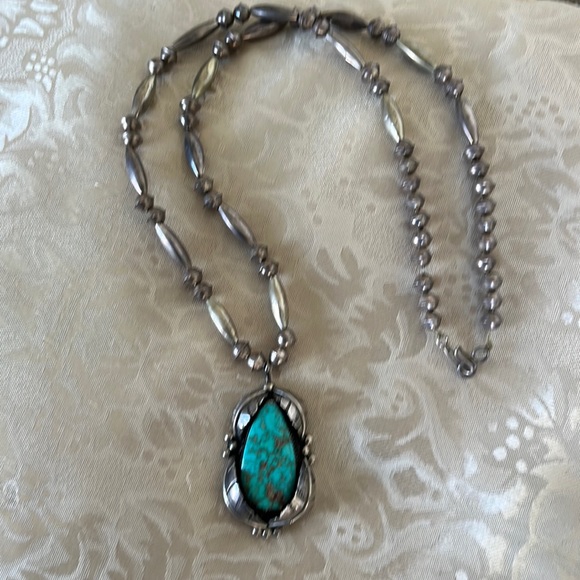 Navajo shadowbox Native American turquoise unmarked sterling artisan crafted - Picture 2 of 4